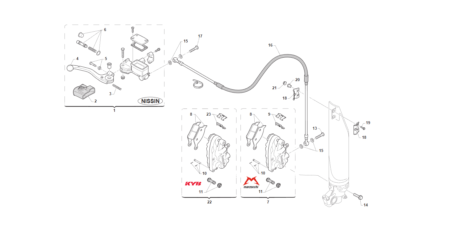 2T 125,144,250,300 MX 2013/2014 - BASTIDOR - FRENO DELANTERO